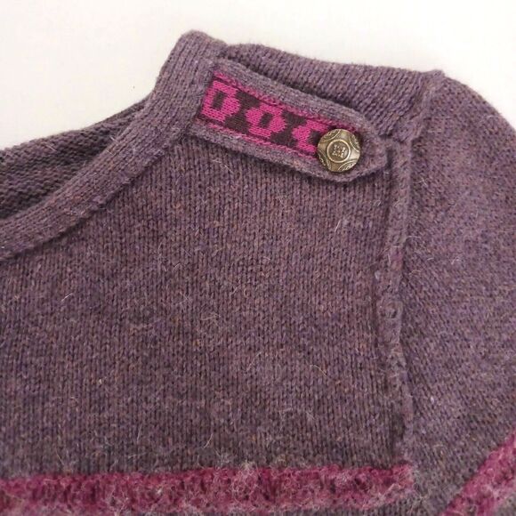 Free People Pullover Sweater Plum Striped Angora Wool Hi Low Sz S - Picture 4 of 7